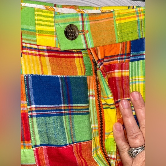 Loudmouth Shorts Golf Plaid Patchwork Mens Size 34 Multicolor Flat Front - Picture 2 of 5